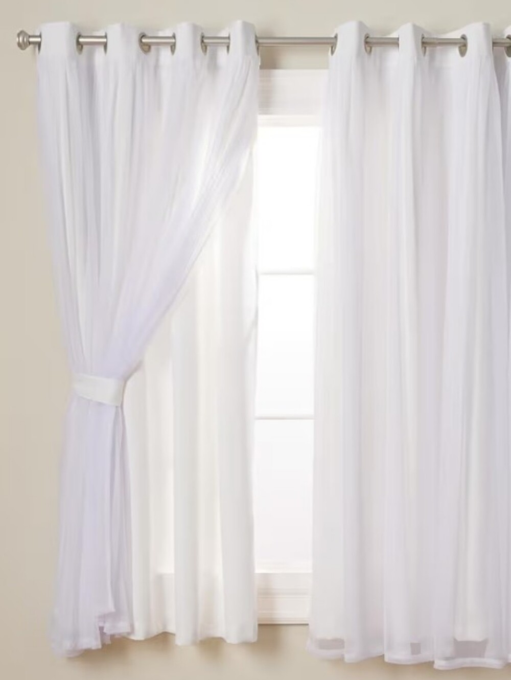 NWT TOWN & COUNTRY LUXE Talia Double Layer Indoor Curtains, Sheer and Room Darke
